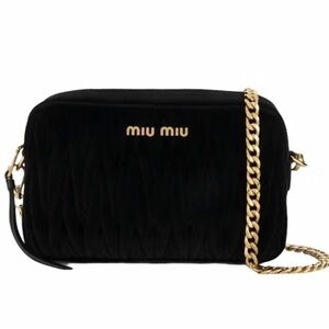 Miu Miu Black Crossbody Bag with Gold Chain